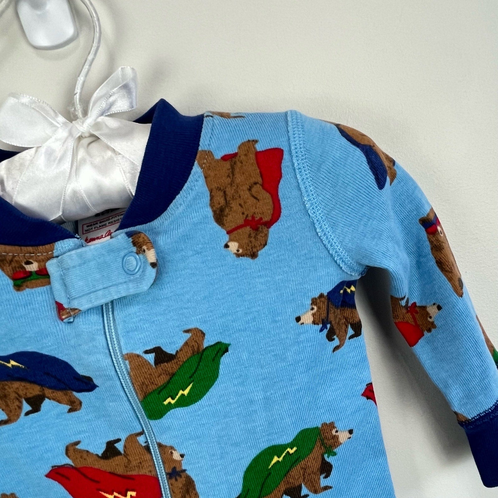 Hanna Andersson Blue Super Hero Bear Pajamas 60 cm 6-9 Months