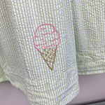 Load image into Gallery viewer, The Proper Peony Green Seersucker Hand Embroidered Sweet Scoop Dress 5T
