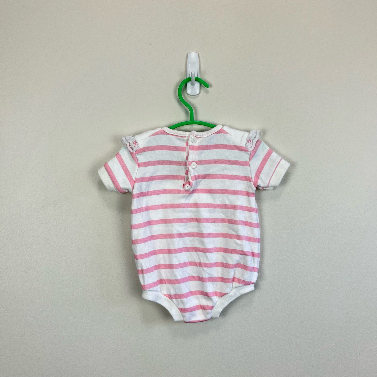 Vintage Little Lindsey Pink Striped Romper 0-6 Months