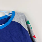 Load image into Gallery viewer, Mini Boden Raglan T-Shirt Starboard Blue Grey Marl Star 7-8
