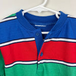 Load image into Gallery viewer, Vintage Blue, Red, Green Striped Short Sleeve Tee Shirt
