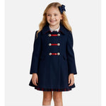 Load image into Gallery viewer, Rothschild Girls Faux Wool Bandmaster Military Dress Coat Midnight Blue 10/12
