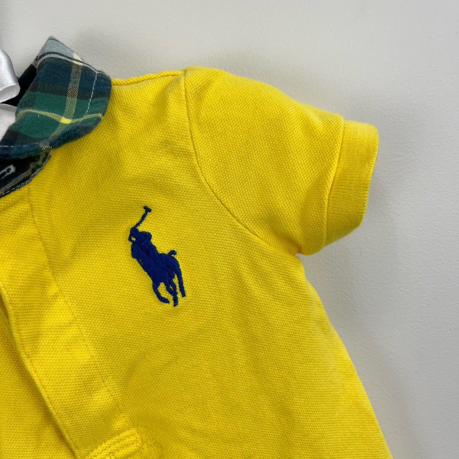 Ralph Lauren Yellow Polo Shortall Romper 9 Months