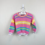 Load image into Gallery viewer, Vintage Lightning Bug Pastel Stripe Sweater 2T USA
