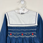 Load image into Gallery viewer, Vintage Winnie the Pooh Navy Blue Smocked Sailboat Dress 4T
