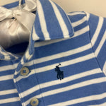 Load image into Gallery viewer, Ralph Lauren Soft Cotton Polo Shortall Blue White Stripes 6 Months
