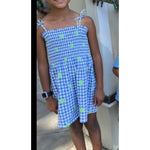Load image into Gallery viewer, Lilly Pulitzer Girls Sweet Blue Picnic Plaid Smocked Hermit Crab Dress 6

