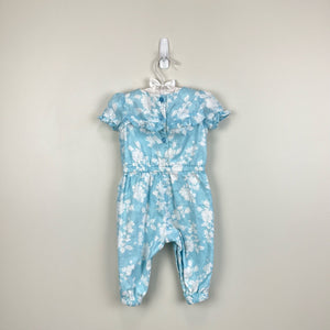 Janie and Jack Floral Jacquard Jumpsuit Sky Blue Floral 12-18 Months