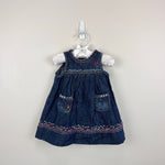 Load image into Gallery viewer, Y2K Vintage Gap Embroidered Flower Heart Denim Jumper Dress 3-6 Months
