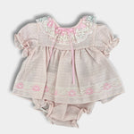 Load image into Gallery viewer, Vintage Pink Lace Ruffle Flower Dress Set 6-9 Months USA
