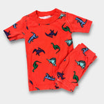 Load image into Gallery viewer, Hanna Andersson Orange Dinosaur Short John Pajamas 90 cm 3T
