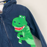 Load image into Gallery viewer, JoJo Maman Bebe Zippered Dinosaur Applique Hoodie Sweatshirt Navy 2-3
