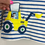 Load image into Gallery viewer, Mini Boden Striped Tractor Life the Flap T-Shirt 3-6 Months
