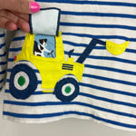 Load image into Gallery viewer, Mini Boden Striped Tractor Life the Flap T-Shirt 3-6 Months

