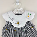 Load image into Gallery viewer, Vintage Samara Seersucker Bumblebee Flower Dress 24 Months
