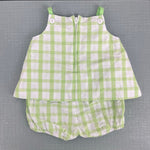 Load image into Gallery viewer, Florence Eiseman Green Plaid Applique Flower Tank Set 6 Months
