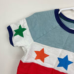 Load image into Gallery viewer, Colourblock Raglan T-shirt	Misty Blue/Strawberry Tart Red 5-6
