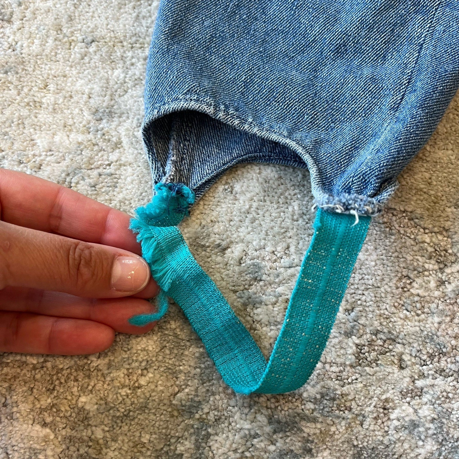 Vintage Happy Kids Blue Jean Bow Suspender Overalls 4T