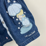 Load image into Gallery viewer, Vintage Y2K Precious Moments Let Love Reign Denim Jumper Dress 2T

