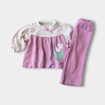 Load image into Gallery viewer, Vintage Healthtex Two Piece Purple Tulip Outfit 24 Months USA
