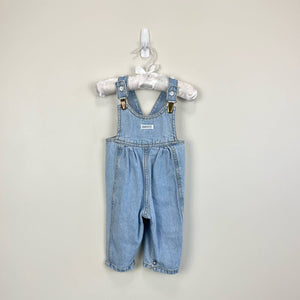 Vintage Guess Blue Jean Pleated Clip Overalls 6 Months USA