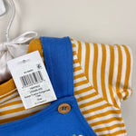 Load image into Gallery viewer, JoJo Maman Bebe Blue Easter Tractor Dungaree Shortall Romper and T-Shirt Set 0-3 Months
