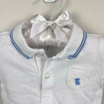 Load image into Gallery viewer, Janie and Jack Baby Bunny Pique Polo Bodysuit White Blue 3-6 Months
