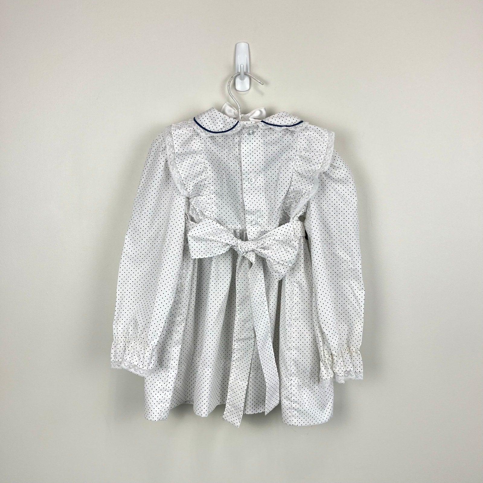 Vintage Polly Flinders Smocked White Ruffle Dress 3T