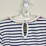Load image into Gallery viewer, Mini Boden Charlie Navy Stripe Pom Pom Tee 9-10
