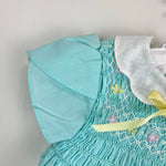 Load image into Gallery viewer, Vintage Polly Flinders Smocked Smocked Aqua Dress 2T
