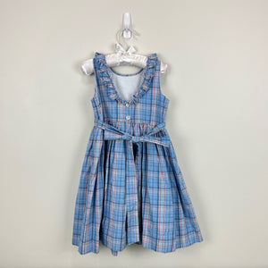 Papo d'Anjo Blue Plaid Ruffle Dress 3T