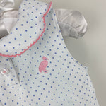 Load image into Gallery viewer, TBBC Paige's Playful Polo Barbados Blue Micro Dot w/ Pink 18-24 Months
