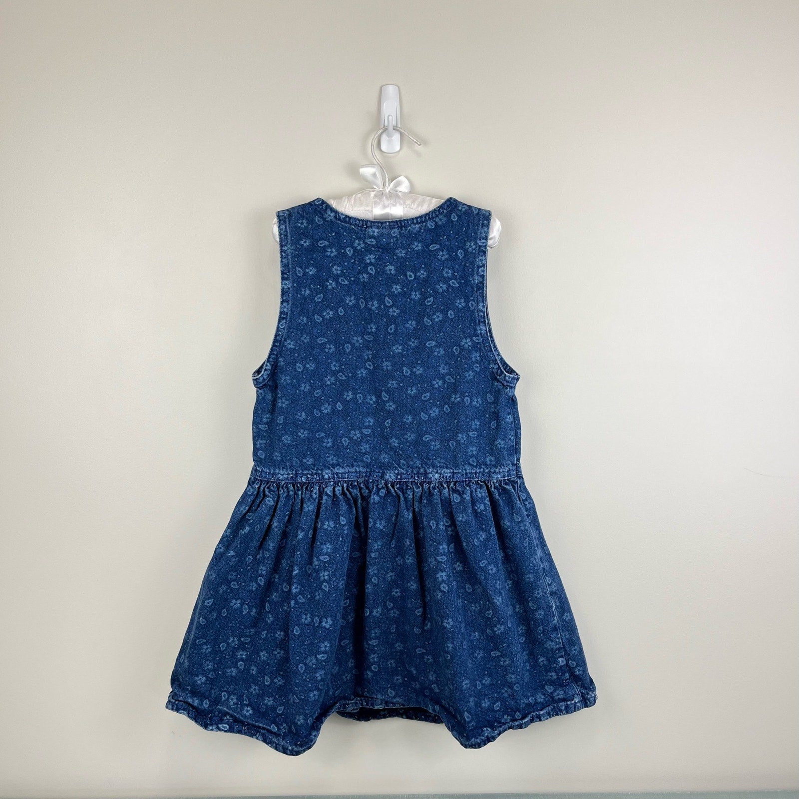 Vintage OshKosh B'gosh Blue Paisley Jumper Dress 6 USA