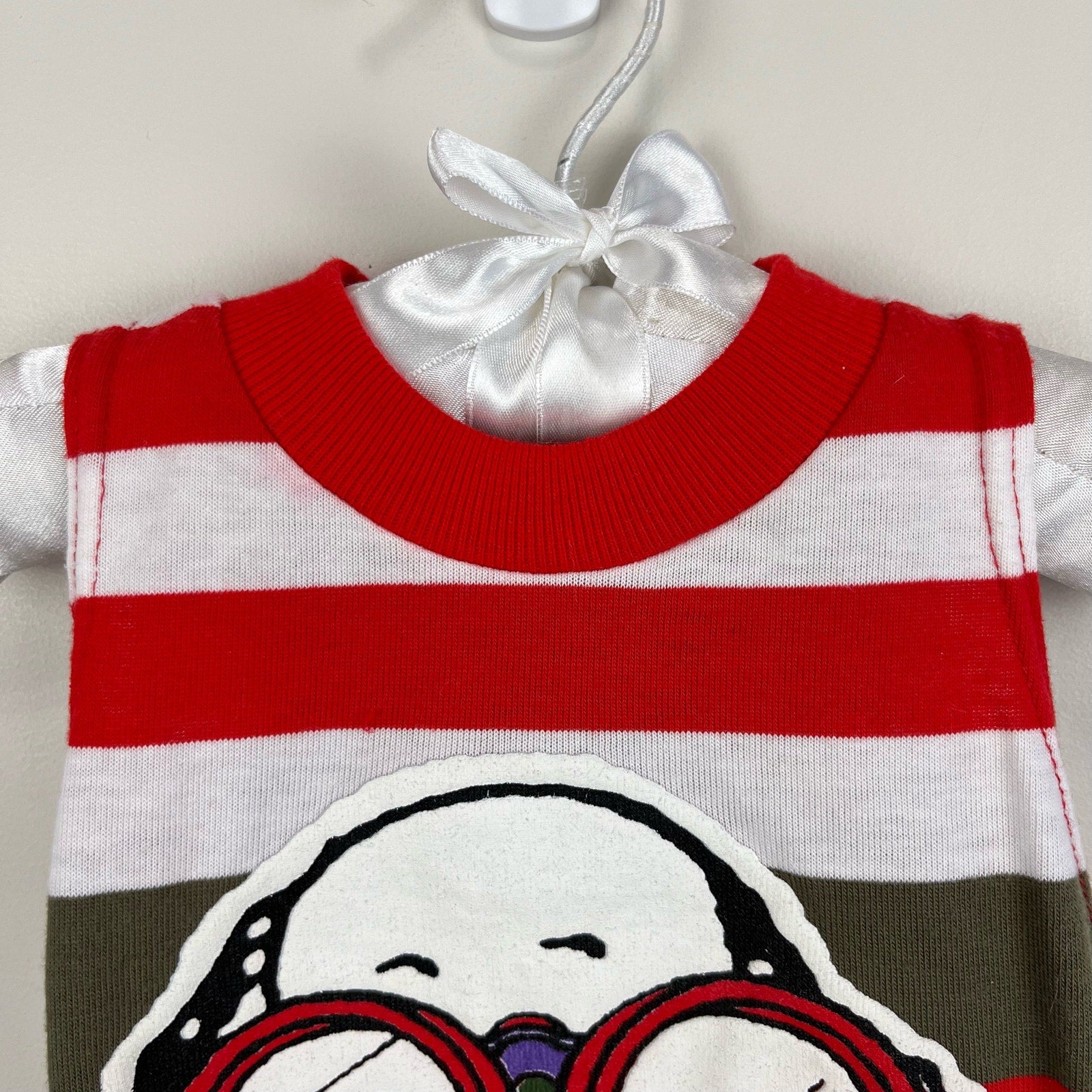 Vintage Snoopy Striped Romper 12 Months USA