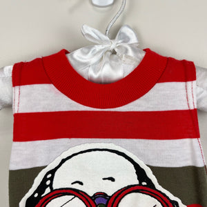 Vintage Snoopy Striped Romper 12 Months USA