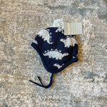 Load image into Gallery viewer, JoJo Maman Bebe Navy Dinosaur Hat &amp; Mittens Set 0-12 Months NWT
