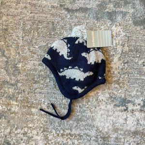 JoJo Maman Bebe Navy Dinosaur Hat & Mittens Set 0-12 Months NWT