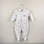Load image into Gallery viewer, Vintage OshKosh B'gosh Pink White Alphabet Mouse Footie Coverall 6-9 Months
