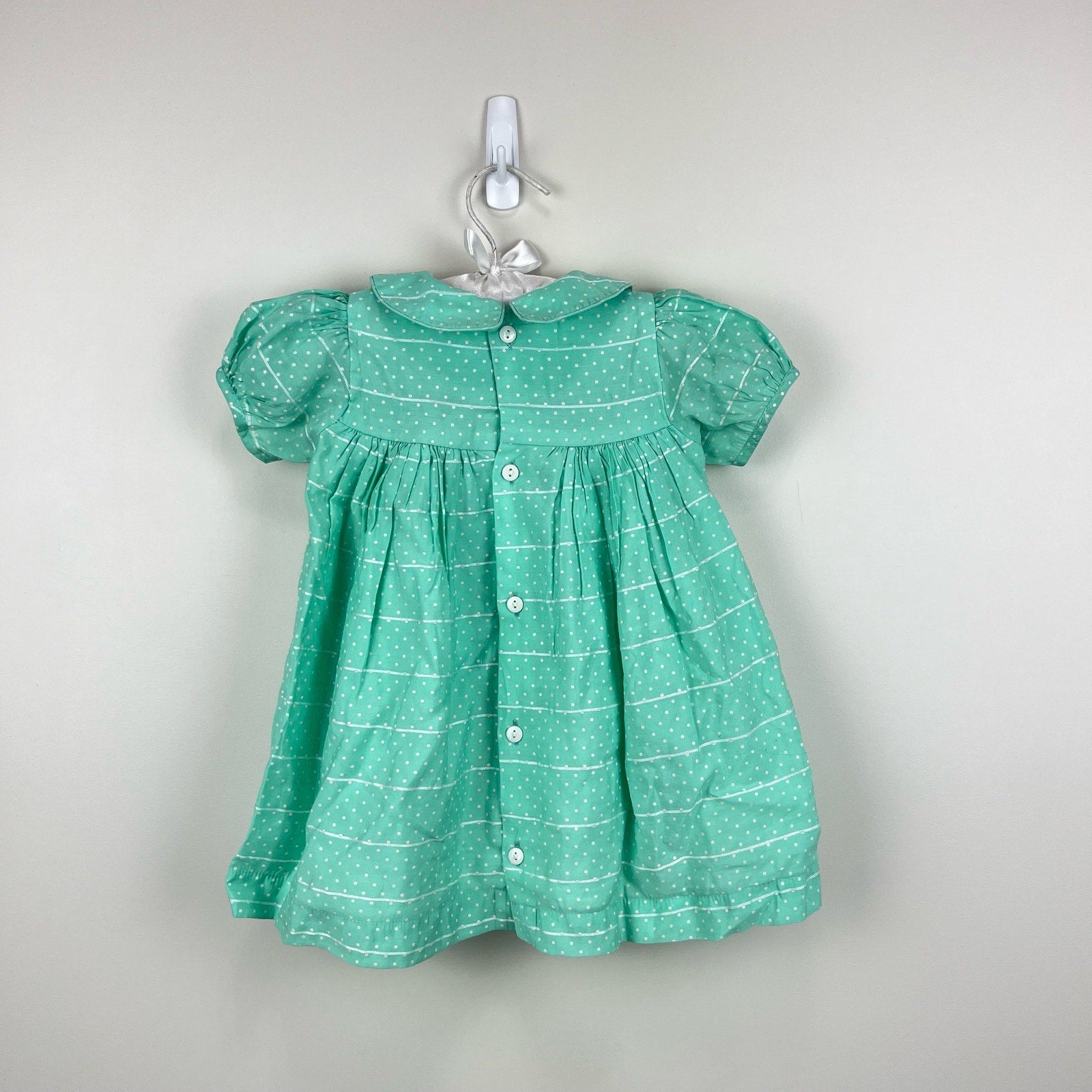 Vintage Small Wonders Polka Dot Smocked Dress 18 Months