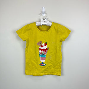 Mini Boden Big Appliqué T-shirt Sweetcorn Yellow Ice Cream 7-8