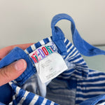 Load image into Gallery viewer, Vintage Okie Dokie Blue Striped Shortall Romper 12 Months

