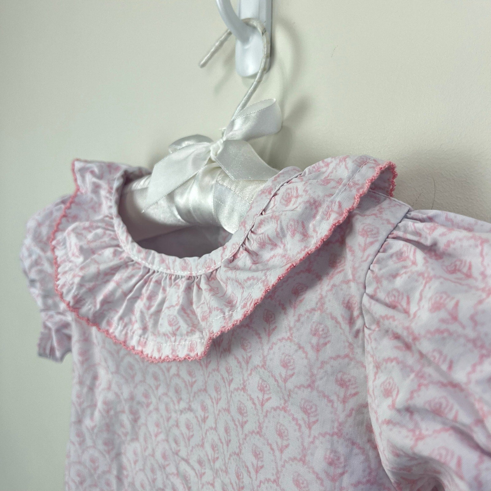 Southern Smocked Co Short Sleeve Pink Floral Ruffle Blouse 24 Months 2T