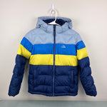 Load image into Gallery viewer, L.L. Bean Kids Down Jacket Colorblock Blue Yellow Citron M 10/12
