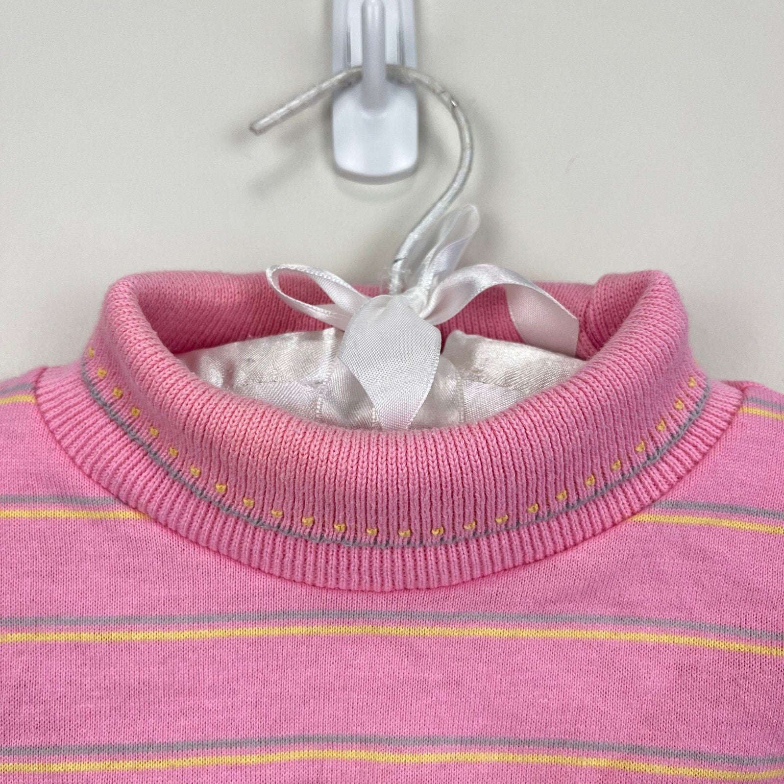 Vintage Healthtex Pink Stripe Applique Mouse Turtleneck Top 4T USA