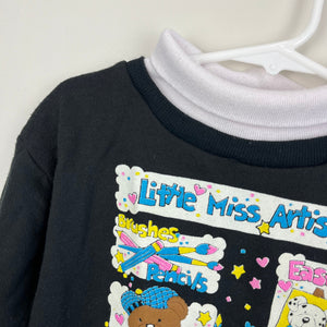 Vintage Teddy Bears 'n Tea Cups Little Miss Artist Sweatshirt 3T USA