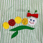 Load image into Gallery viewer, Vintage Cradlecraft Green Seersucker Stripe Applique Caterpillar Romper 24 Months
