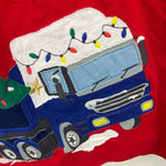Load image into Gallery viewer, Mini Boden Truck Applique T-Shirt Rockabilly Red Tree 6-7
