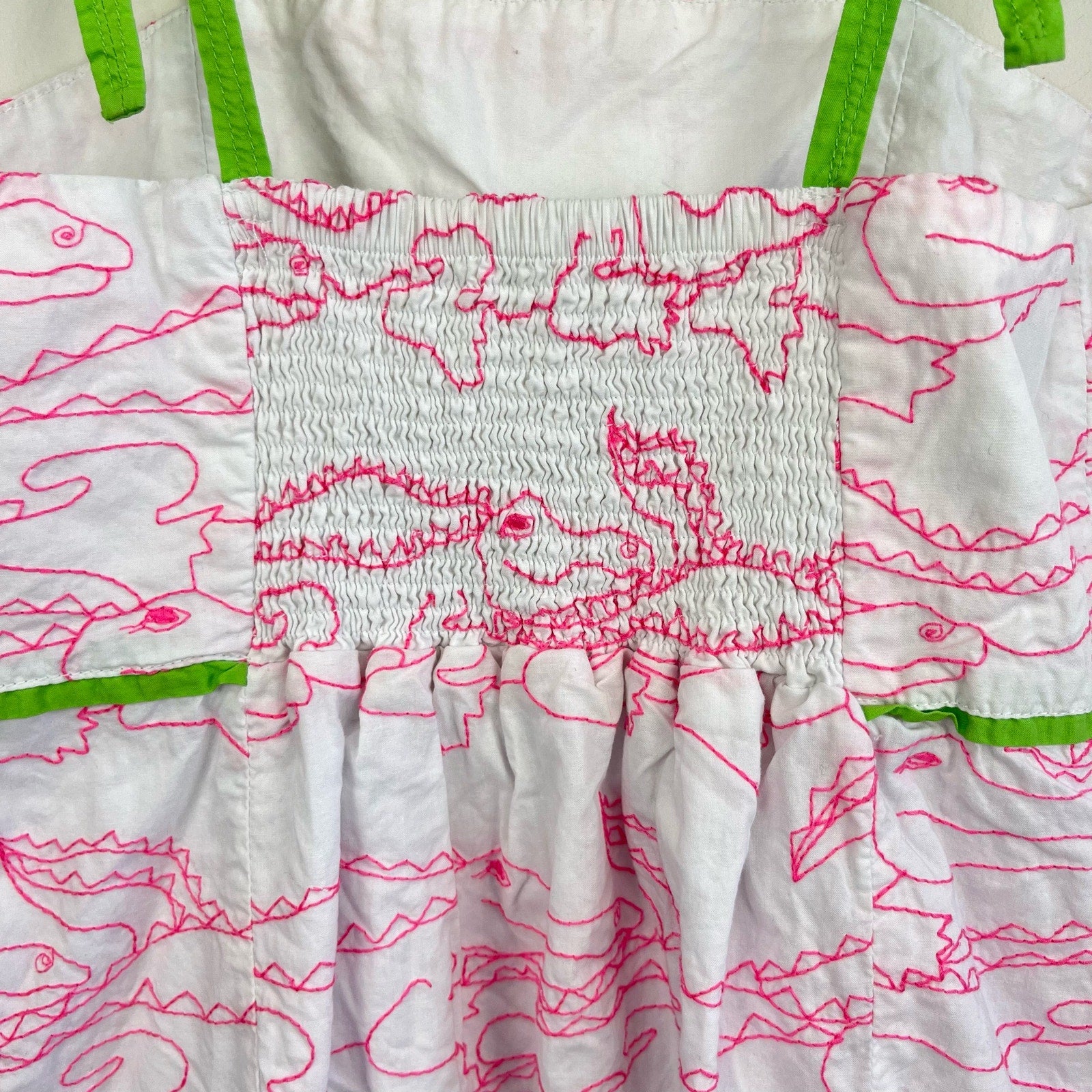 Lilly Pulitzer Girls Little Franco Dress Hotty Pink Alligator Grrrowl Embroidered 8