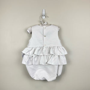 Luli & Me Ruffled White Flower Romper 18 Months NWT