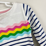 Load image into Gallery viewer, Mini Boden Every Day Breton T-Shirt Navy Ivory Rainbow Wave 3-4
